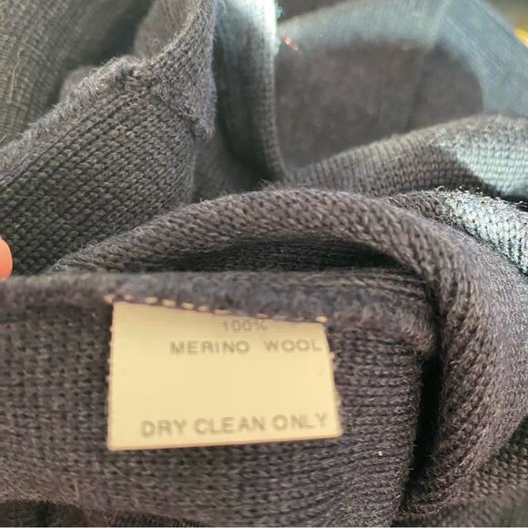 Gordon Henderson Vintage Merino Wool Sweater Navy Blue size large - Picture 7 of 8